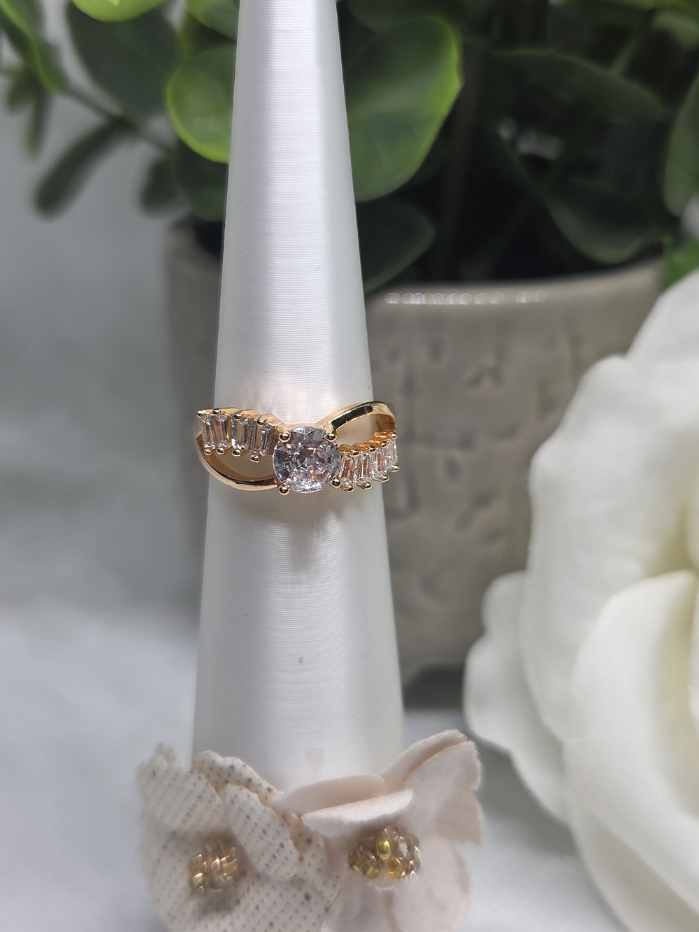 BP Gold-Tone Cubic Zirconia Twist Ring